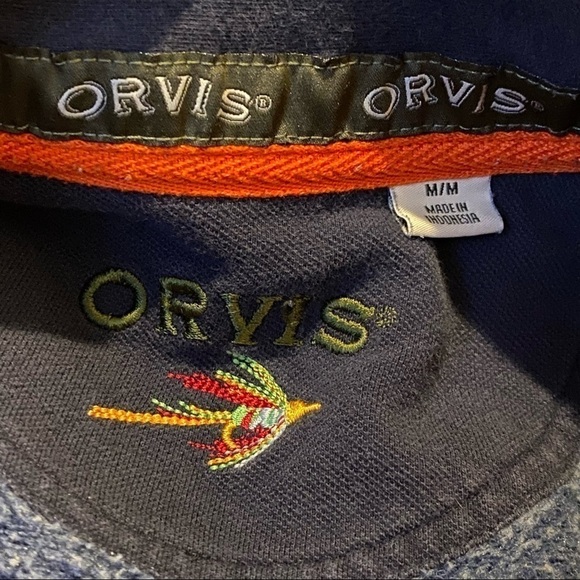 ORVIS Men Blue 1/4 Zipped Pullover Preppy Sweater Size Medium - Picture 5 of 7